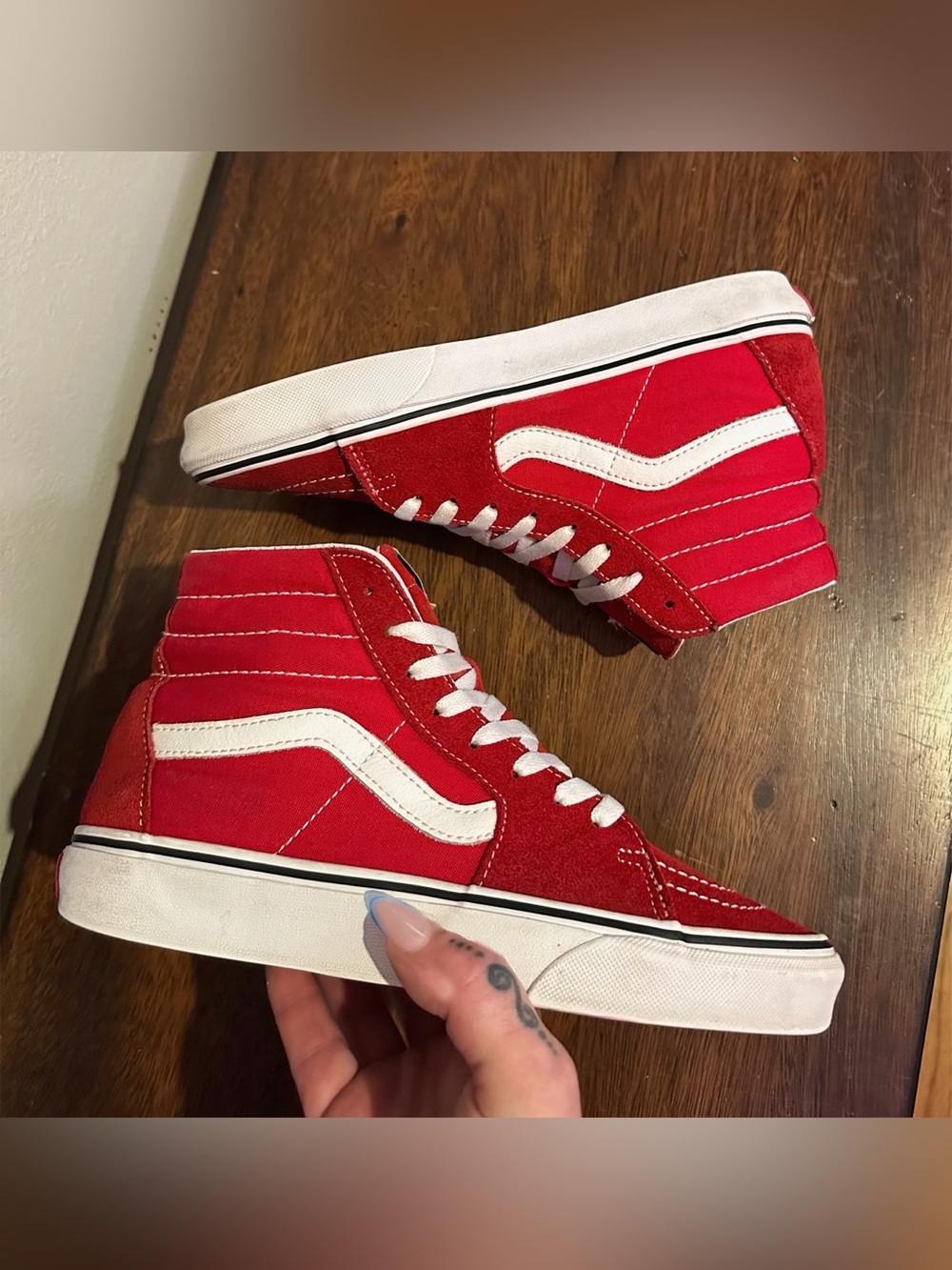 Vans Sk8-Hi High-Top Sneakers – Red/White - Men’s 7/8.5 Women’s